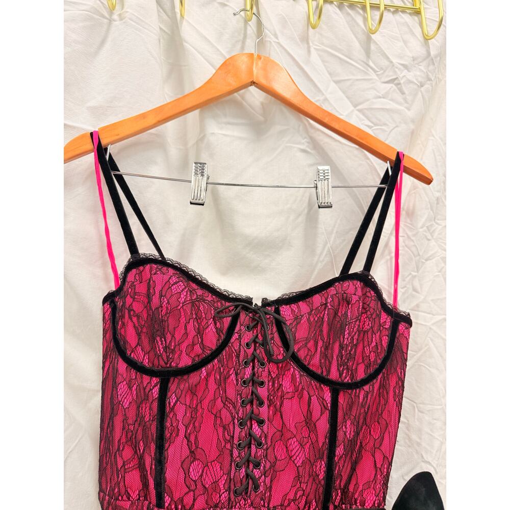 Alice + Olivia NEW Black Hot Wild Pink Chantil Lace Corset Mini Dress US 4 $695 - Picture 5 of 8